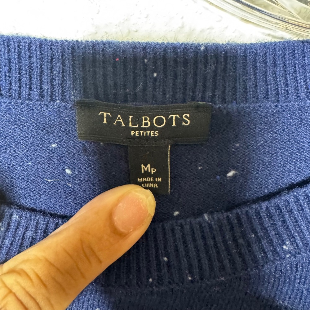 Talbots Petites Navy‎ Blue Lambswool Blend Snow Globe Lighthouse Sweater MP - Picture 3 of 8